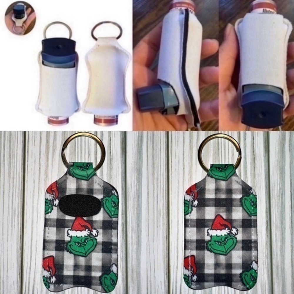 The Grinch black plaid inhaler holder new